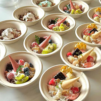 Wegwerp, biologisch afbreekbare, magnetronbestendige pulp fruitverpakkingen voor Griekse koude yoghurt, sneeuw-ijs, commerciële straatverkoop