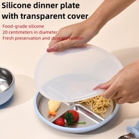 Ensemble d'alimentation pour bébé classique antidérapant en silicone avec bol, assiette, tasse, bavoir et cuillère