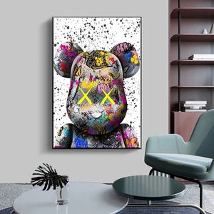 Affiches et impressions d'art mural moderne sur toile, motif ours de dessin animé graffiti peint, style Art Déco, pour décoration intérieure et <span class=keywords><strong>chambre</strong></span> d'enfant - Product Image 2
