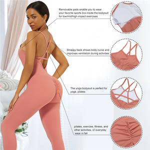 HEXIN New Listing Sexy Kreuz Schnürung Low Back Scrunch Butt Fitness Sport Frauen One Piece Yoga Jumps uit - Product Image 5