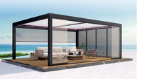 Pergola motorisée extérieure en aluminium avec stores coulissants, ouverture à persiennes, protection solaire, pour jardin de villa de luxe personnalisée