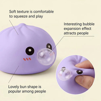 Mainan Squishy Pangsit Warna-Warni Penghilang Stres, Squishy Pangsit Misteri Tiup Gelembung dengan Kotak Kukus