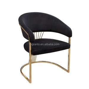 Nouveau Style Moderne Rembourré <span class=keywords><strong>Noir</strong></span> Velours Salle À Manger <span class=keywords><strong>Chaises</strong></span> Or Métal Fauteuil Salon Loisirs Salle À Manger Chaise pour La Maison Hôtel - Product Image 1