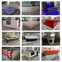 Meubles de cuisine de restaurant, comptoirs de bar, tables blanches et noires en Corian, tables de bar en surface solide pour hôtel