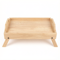 Plateau de table pliable rectangulaire en bois avec poignées découpées, design à bord surélevé, bureau de lit portable pour la maison et l'hôtel