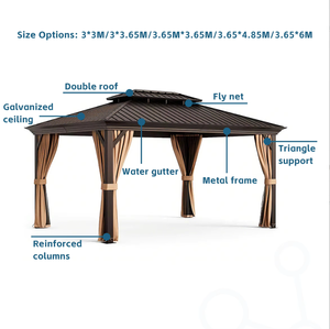 Pergola Bioclimatique à Toit Rigide avec Rideaux d'Intimité, Pavillon Tout Temps pour Balcon et Bord <span class=keywords><strong>de</strong></span> Piscine, en Aluminium Thermolaqué Anti-UV et Anti-Rouille - Product Image 2