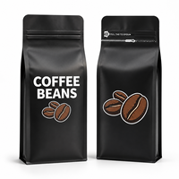 Sachet d'emballage de café imprimé sur mesure, pochette verticale avec valve et fermeture éclair refermable pour grains de café