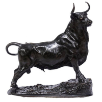 Grande statue de taureau en bronze grandeur nature, technique de polissage, décoration extérieure, sculpture animale à vendre