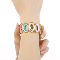 Bracelet ouvert minimaliste plaqué or avec émail en spirale, jonc coloré pour femme, accessoire de mode