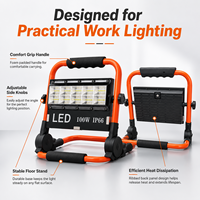Lampe de travail LED portable rechargeable étanche 100W IP66 50 LED sans fil pour chantier, projecteur d'atelier réglable 6000K