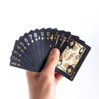 Vente en gros de cartes de poker noires, feuille d'or givrée, jeux de société personnalisés Magic Party plastique étanche 777 cartes à jouer