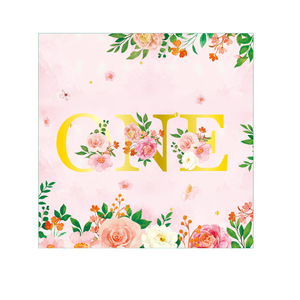 Ensembles de fournitures pour fête d'anniversaire de 1 an, assiettes en papier rose à bordure fleurie, gobelets pour l'anniversaire d'une fille - Product Image 4