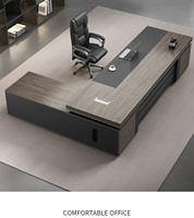 Ensemble de bureau de direction moderne en bois de luxe, en forme de L, convertible, couleur teck, mobilier de bureau