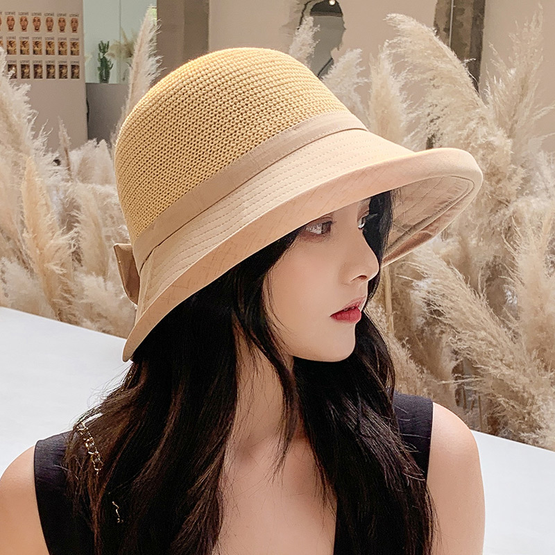Индивидуальная пляжная женская летняя Солнцезащитная шляпа с бантом, складная Соломенная Панама