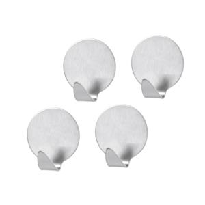 Round Adhesive <b>Hooks</b> Pack Of 4 Stainless Steel Wall Mount For <b>Kitchen</b> Bathroom Use - Product Image 1