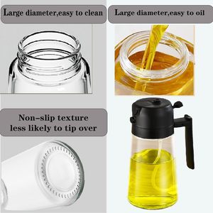 Gran oferta, 470 ml, pour-espray, olla de aceite de doble propósito, olla de aceite en aerosol para cocina doméstica, botella de aceite de oliva de vidrio de gran capacidad - Product Image 3