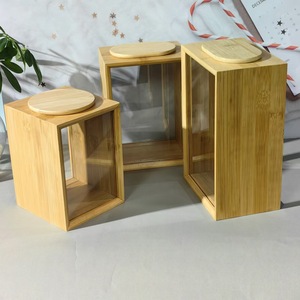 Contenedor cuadrado de bambú para almacenar alimentos con tapa de bambú transparente, caja para refrigerios y frutos secos de cocina - Product Image 1