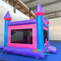 Château gonflable commercial bleu et rose pour filles, avec souffleur, idéal pour la location