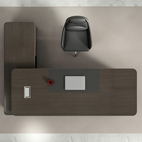 Bureau de direction haut de gamme en bois grainé, mobilier de bureau de luxe, table de travail robuste pour manager avec retour latéral