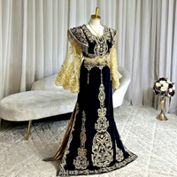 Magnifique caftan noir avec broderies dorées sur caftan long traditionnel pour mariage, robe caftan pour femmes@2026