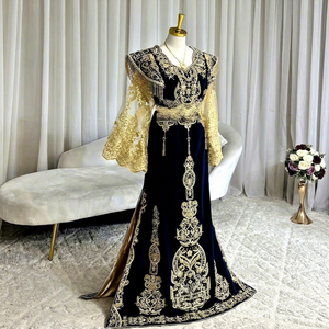 Magnifique caftan noir avec broderies dorées sur caftan long traditionnel pour mariage, robe caftan pour femmes@2026 - Product Image 1