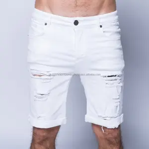 Джинсовые шорты мужские стрейчевые, зауженные короткие джинсовые шорты, мужские дизайнерские повседневные потертые шорты, джинсы до колена, 2021