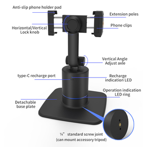 Gimbal Selfie 360หมุนหุ่นยนต์กล้องวิดีโอยิงสมาร์ทอัตโนมัติติดตามวัตถุผู้ถือโทรศัพท์