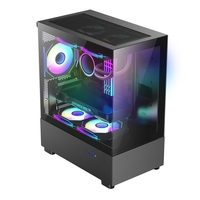 Usine JNP Micro ATX Ordinateur Mi Tour Verre Trempé Alimentation Système Refroidisseur D'eau Argb Ventilateur Cas Gaming Pc