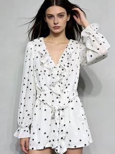 Robe élégante à volants et pois, <span class=keywords><strong>Romance</strong></span> française, douce et stylée - Product Image 1