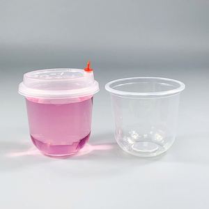 Gobelets jetables transparents en PP en forme de U avec couvercles pour jus, boba, lait, bubble tea 360ml-700ml imprimés UV - Product Image 1