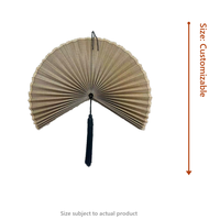 Décoration murale en bambou plissé de style bohème, tissée à la main, écologique, en forme d'éventail, avec pompons, taille personnalisée, logo OEM sur mesure