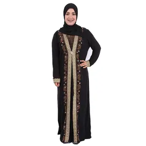 Eid uzun kollu pantolon setleri kadınlar Abaya dekoratif taş renkli baskı OEM hizmeti yetişkinler orta doğu İslam giyim