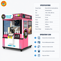 Distributeur automatique de thé au lait robotisé, machine à bubble tea avec écran tactile de 22 pouces, plusieurs modes de paiement pour centre commercial, école, bureau