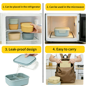 Large capacity food grade silicone <b>lunch</b> <b>box</b>, non bisphenol A heatable and sealed <b>lunch</b> <b>box</b> with lid - Product Image 6