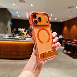 เคสโทรศัพท์แม่เหล็กพร้อมขาตั้งแบบแถบ สำหรับ iPhone 18 17 16 15 14 13 12 Pro Max สีตัดกันแบบใส - Product Image 3