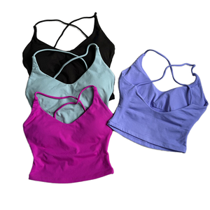 Soutien-gorge de sport respirant sans couture pour femme, maintien élevé, coupe courte, dos découpé, extensible dans les 4 sens, idéal pour le yoga et la gym - Product Image 1