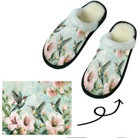 Chaussons personnalisables imprimés pour femme, en peluche douce, pour un confort douillet, semelle extérieure en TPR, tendance, pour la maison et l'hôtel