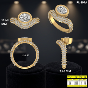 Bague de fiançailles en or plaqué 14 carats avec diamant ovale de 1,96 carat cultivé en laboratoire, sertie clos ou pavé, certifiée IGI - Product Image 3