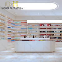 Meubles de présentation pour salon de beauté en bois, éclairage LED minimaliste, vitrine pour produits de soin de la peau
