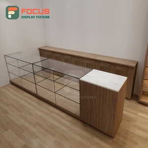 Portable Smoke Shop Display Cabinet Wood Glass Counter LED Light Tobacco Display Cabinet - Product Image 4