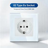 Prise murale UBARO série M, norme européenne, panneau en verre trempé 82 mm, 16A 250V, type allemand Schuko, prise électrique