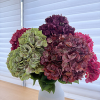 Bunga Hydrangea Prancis Buatan Berkualitas Tinggi Lima Kepala Warna Burgundy 50 cm Terbuat dari Sutra Buatan untuk Dekorasi Pernikahan dan Rumah
