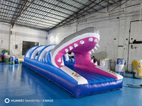 Tunnel gonflable à obstacles en forme de bouche de requin pour enfants, idéal pour l'extérieur, en PVC, usage commercial, simple