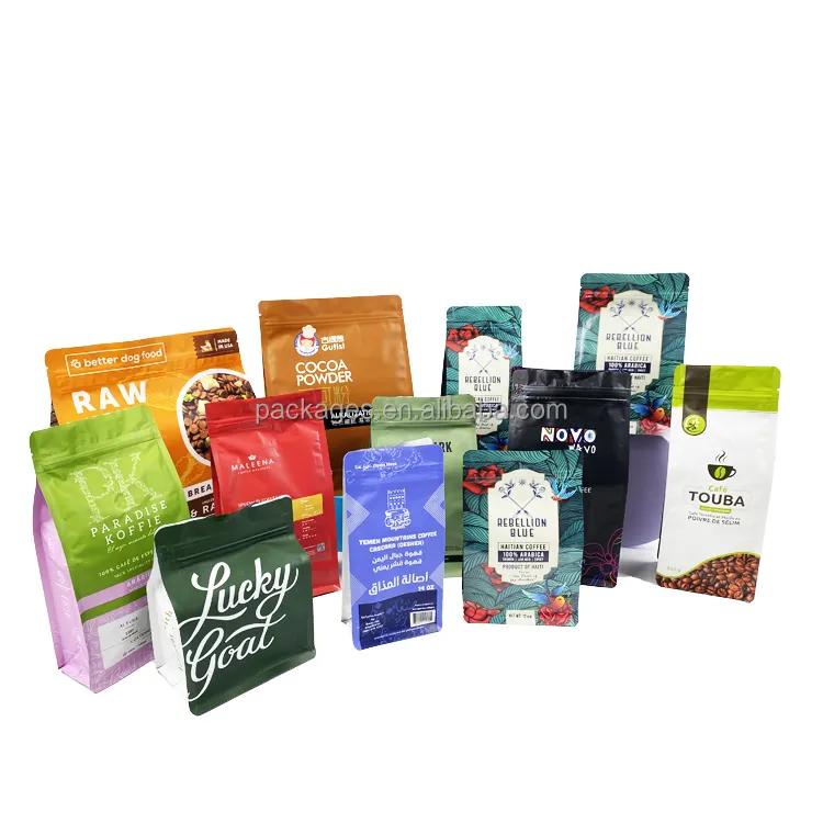 Bolsa personalizada para diferentes tipos de granos de café, bolsa de embalaje de alimentos con cierre de cremallera, bolsas de embalaje de café