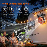 Ventilateur de camping rechargeable OEM/ODM 8000 mAh avec lumière LED, fonction batterie externe, moteur sans balais et faible bruit