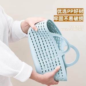 Panier de rangement portable en plastique avec poignée, panier à linge multifonctionnel pour salle de bain et cuisine, taille moyenne, vert lac - Product Image 1