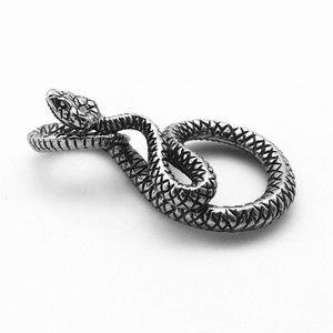 Yunnique Collar con colgante de serpiente de acero inoxidable unisex, diseño de animales, estilo geométrico retro, joyería de moda - Product Image 3