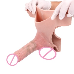 FAAK Strap-On Hollow <b>Dildo</b> Penis Sleeve Silicone Wearable <b>Dildo</b> Panties Briefs Ultra Elastic Harness Sex Toys for Men - Product Image 4