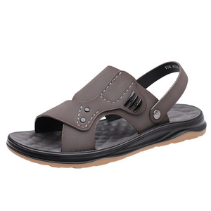 Men's Summer Slides Open Toe Pu Upper Rubber Outsole Anti Slip Casual Buckle Strap <b>Sandals</b> - Product Image 5
