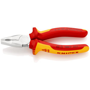 Pince combinée KNIPEX 01 06 160 en chrome vanadium isolée avec poignées multi-composants, testée VDE, plaquée chrome - Product Image 1